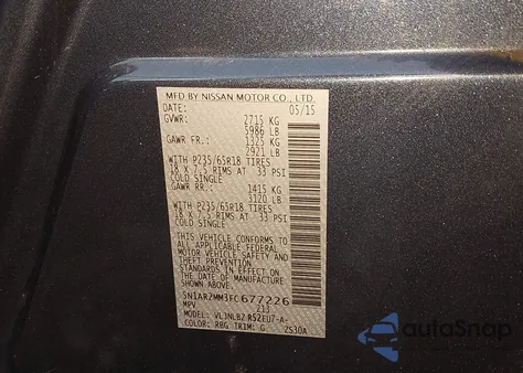 2015 Nissan Pathfinder S from USA, damaged, VIN 5N1AR2MM3FC677226